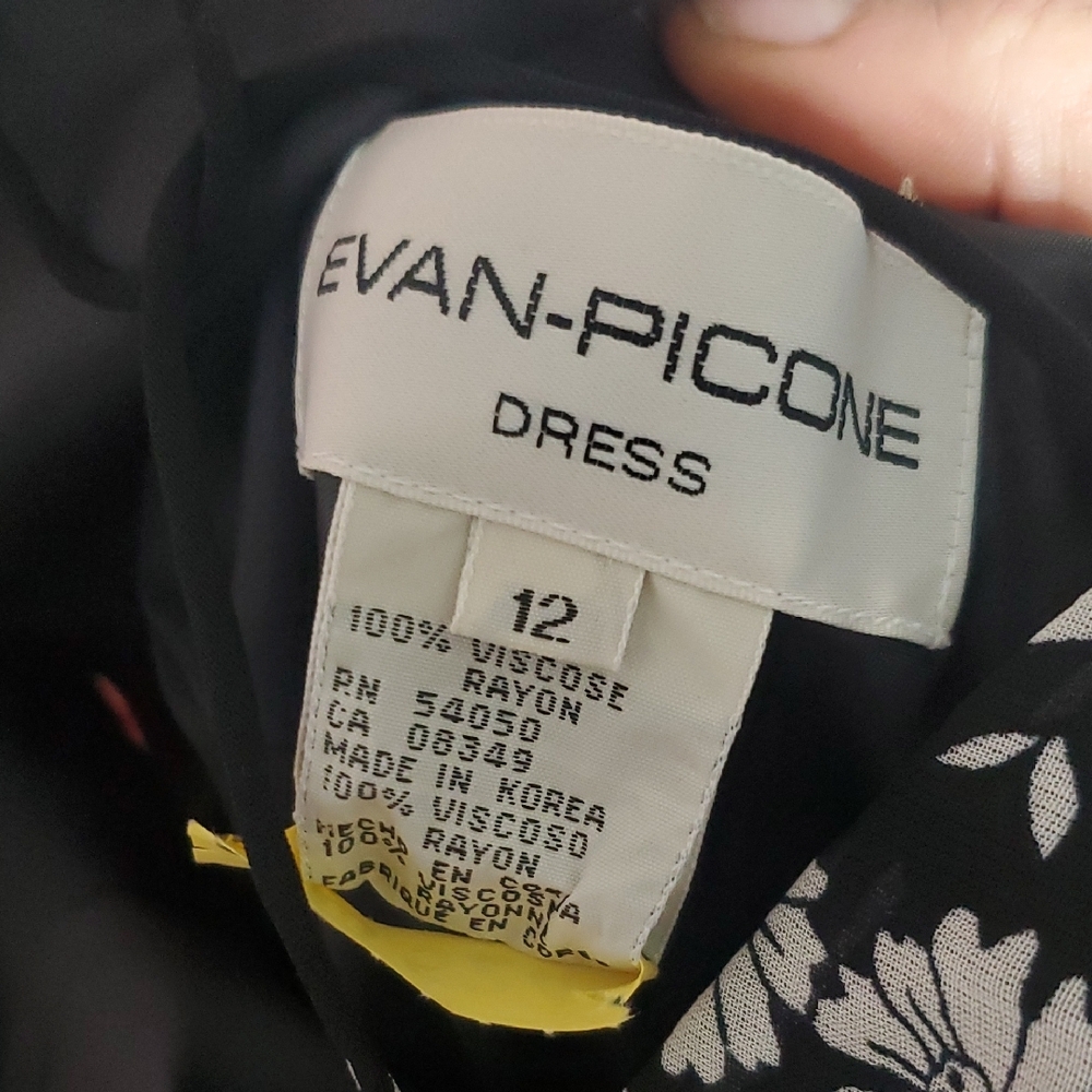 Evan Picone Black and White Floral Midi Dress - Picture 4 of 5